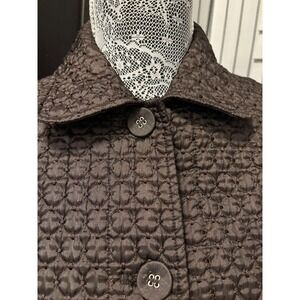 Chocolate Rich Brown Color Chico's Quilted Textured Jacket Button Front Size 1
